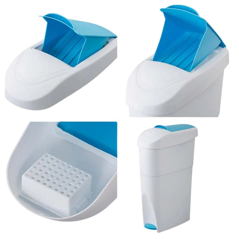 Dolphy 18L Sanitary Bin White & Blue - Sydney Home Centre