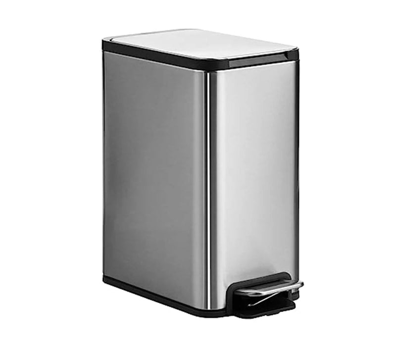 Dolphy 8L Stainless Steel Indoor Trash Can With Foot Pedal Silver - Sydney Home Centre