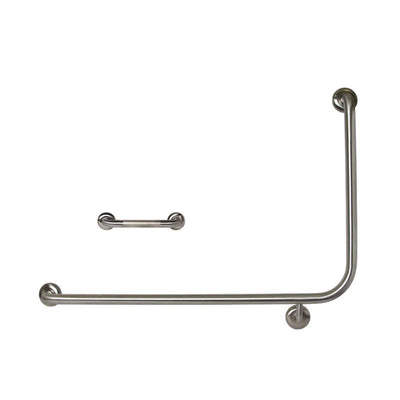 Dolphy 90° Flush Mount Side Wall Left Hand Grab Rail 950x600mm Silver - Sydney Home Centre