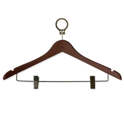 Dolphy Security Wooden Cloth Hanger with 2 Clip Brown (50 pcs) - Sydney Home Centre