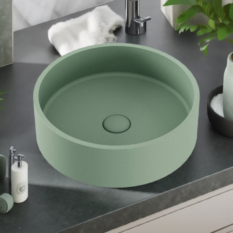 Fienza Jada Round Concrete Above Counter Basin Sage