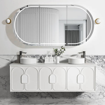 Otti Laguna 1800mm Vanity Satin White (Ultra Deluxe Stone Top Pure White) - Sydney Home Centre