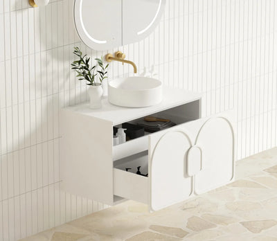 Otti Laguna 900mm Vanity Satin White (Cabinet Only) - Sydney Home Centre