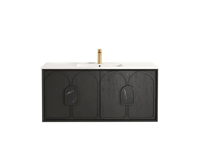 Otti Laguna 1200mm Vanity Black American Oak (Slimline Ceramic Top Gloss White) - Sydney Home Centre