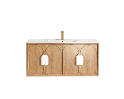 Otti Laguna 1200mm Vanity Natural American Oak (Slimline Ceramic Top Gloss White) - Sydney Home Centre