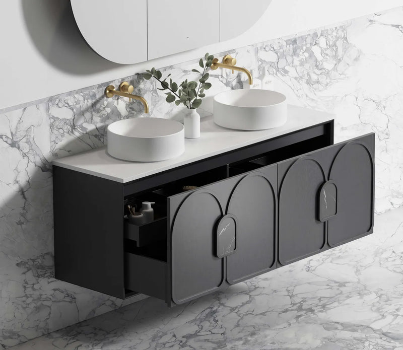 Otti Laguna 1500mm Vanity Black American Oak (Cabinet Only) - Sydney Home Centre