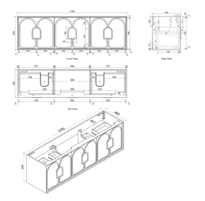 Otti Laguna 1800mm Vanity Satin White (Ultra Deluxe Stone Top Pure White) - Sydney Home Centre