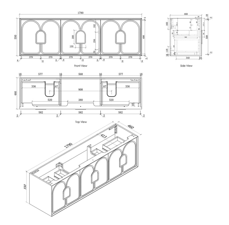 Otti Laguna 1800mm Vanity Natural American Oak (Undermount Stone Top Natural Carrara Marble) - Sydney Home Centre