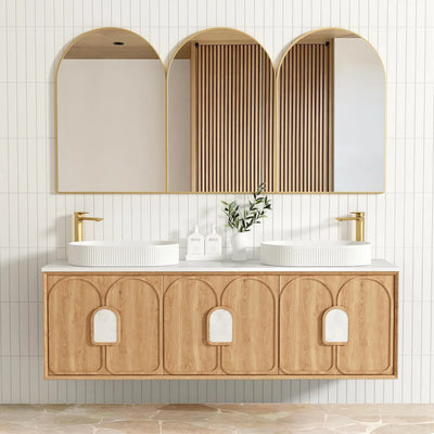 Otti Laguna 1800mm Vanity Natural American Oak (Ultra Deluxe Stone Top Pure White) - Sydney Home Centre