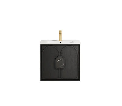 Otti Laguna 600mm Vanity Black American Oak (Slimline Ceramic Top Gloss White) - Sydney Home Centre