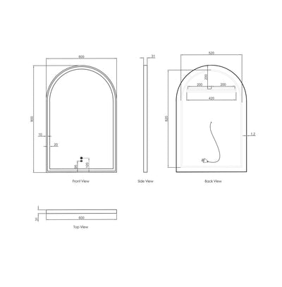 Otti LED Archie 900x600 Black Metal Frame Mirror