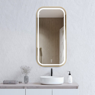 Otti LED Newport 900x450 Gold Metal Frame Mirror Soft Square