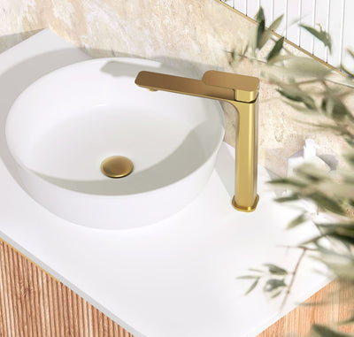 Otti Oskar Tall Basin Mixer Brushed Gold