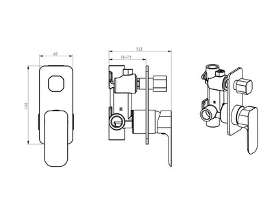 Otti Oskar Shower Mixer With Diverter Chrome