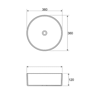 Otti Radius Round 360x360x115 Gun Metal Basin