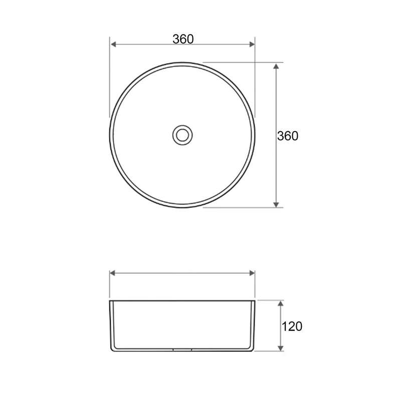 Otti Radius Round 360x360x115 Gun Metal Basin