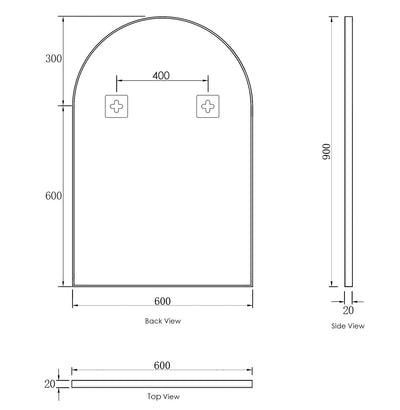 Otti Archie 900mm x 600mm Metal Framed Mirror White