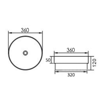 Otti Semi Inset Round 355x355x120 Matte White Basin