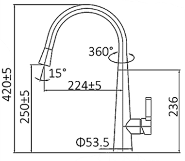 Otti Pull Out Kitchen Mixer 420 Gun Metal