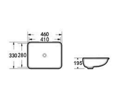 Otti Undermount Square 460x330x175 Basin