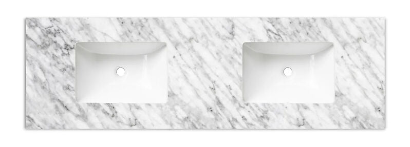 Otti Laguna 1500mm Vanity Satin White (Undermount Stone Top Natural Carrara Marble) - Sydney Home Centre