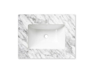 Otti Laguna 600mm Vanity Satin White (Undermount Stone Top Natural Carrara Marble) - Sydney Home Centre