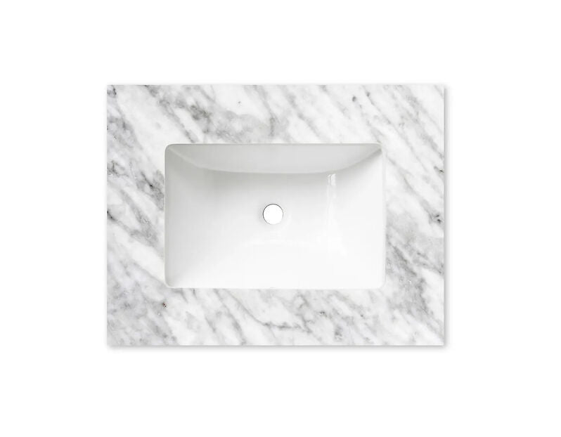 Otti Laguna 600mm Vanity Satin White (Undermount Stone Top Natural Carrara Marble) - Sydney Home Centre