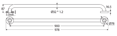 Fienza Accessible 900mm Grab Rail Stainless Steel - Sydney Home Centre