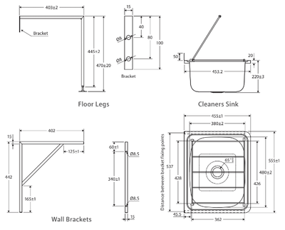 Fienza Cleaners Stainless Steel Sink with Floor Legs Kit - Sydney Home Centre