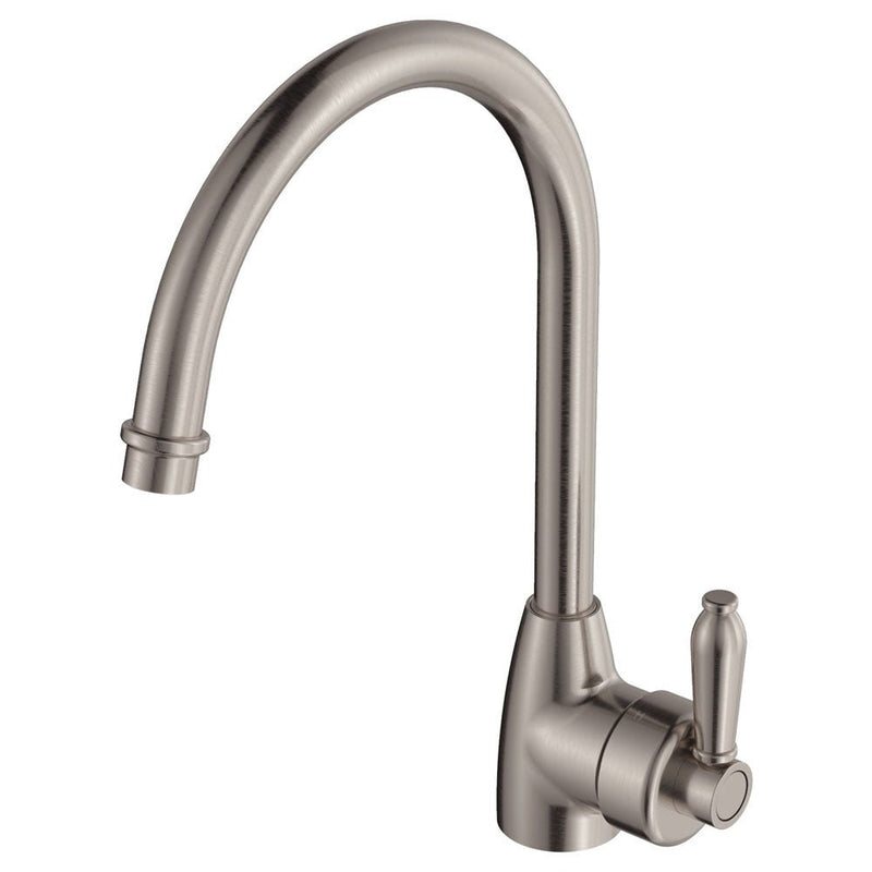 Fienza Eleanor Gooseneck Kitchen Mixer Brushed Nickel - Sydney Home Centre