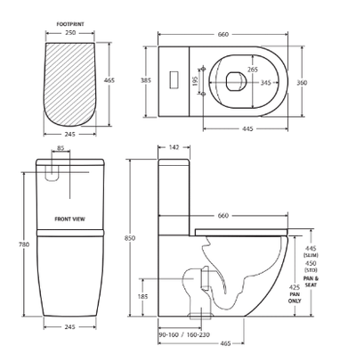 Fienza Isabella Junior Back - to - Wall Toilet Suite S - Trap 160 - 230mm Gloss white - Sydney Home Centre