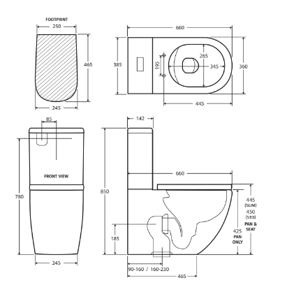 Fienza Isabella Junior Back - to - Wall Toilet Suite S - Trap 160 - 230mm Gloss white - Sydney Home Centre