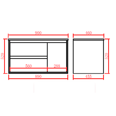 Poseidon Petra 900mm Wall Hung Left Drawer Cabinet with Ceramic Top - Sydney Home Centre