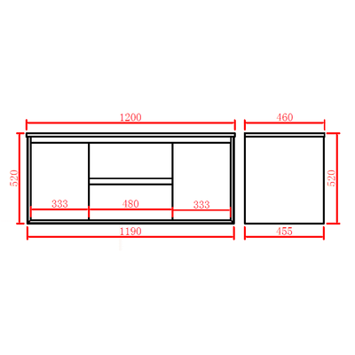 Poseidon Petra 1200mm Wall Hung Cabinet Only - Sydney Home Centre