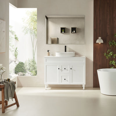 Ceto Harrington 1200mm Middle Drawer Freestanding Vanity Matte White (Quartz Stone Top) - Sydney Home Centre