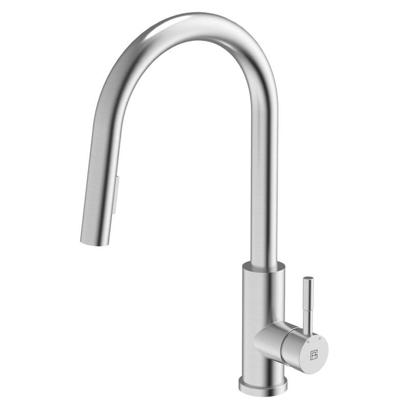 Gareth Ashton 304 Gooseneck Pull Out Kitchen Mixer Brushed Steel - Sydney Home Centre