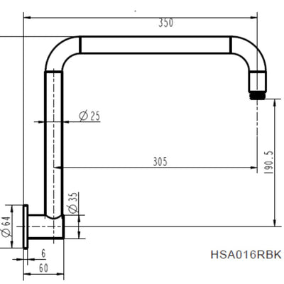 MN High Rise Shower Arm 350mm Brushed Bronze