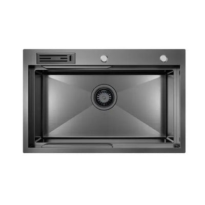 Higold Belle Luxe 1.0 Single Bowl Workstation Kitchen Sink Slide Lip Nano Coated 3mm Thick Stainless Steel Panel Anti-Scratch 750mm PVD Gunmetal - Sydney Home Centre