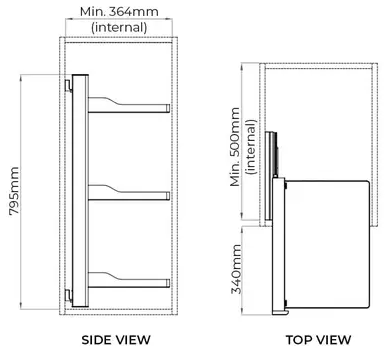 Higold A Series Slide Out Wardrobe Storage Baskets 3 - Tier Left Side Mount Natural with Grey - Sydney Home Centre