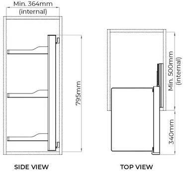 Higold A Series Slide Out Wardrobe Storage Baskets 3 - Tier Right Side Mount Natural with Grey - Sydney Home Centre