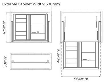 Higold B Series Pull Out Accessories / Jewellery Storage Box Fits 600mm Cabinet Teal with Satin Champagne - Sydney Home Centre