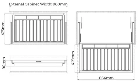 Higold B Series Pull Out Trouser and Belt Rack Holds 14 Pairs Fits 900mm Cabinet Natural with Grey - Sydney Home Centre