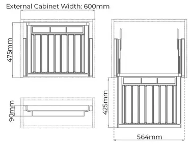 Higold B Series Pull Out Trouser and Belt Rack Holds 8 Pairs Fits 600mm Cabinet Natural with Grey - Sydney Home Centre