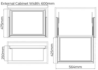 Higold B Series Pull Out Wardrobe Basket Deep Fits 600mm Cabinet Teal with Satin Champagne - Sydney Home Centre