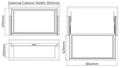 Higold B Series Pull Out Wardrobe Basket Deep Fits 900mm Cabinet Natural with Grey - Sydney Home Centre