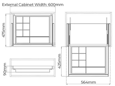 Higold B Series Pull Out Wardrobe Storage Tray Fits 600mm Cabinet Multiple Sections Natural with Grey - Sydney Home Centre