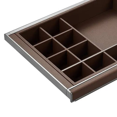 Higold B Series Pull Out Wardrobe Storage Tray Fits 600mm Cabinet Multiple Sections Natural with Grey - Sydney Home Centre