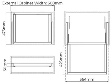 Higold B Series Pull Out Wardrobe Storage Tray Fits 600mm Cabinet Natural with Grey - Sydney Home Centre