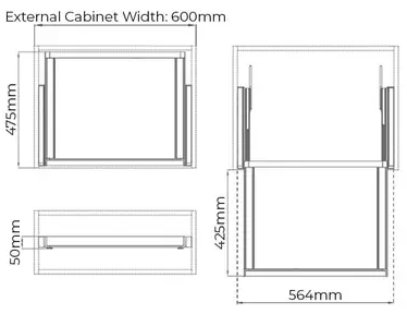 Higold B Series Pull Out Wardrobe Storage Tray Fits 600mm Cabinet Teal with Satin Champagne - Sydney Home Centre