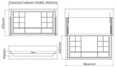 Higold B Series Pull Out Wardrobe Storage Tray Fits 900mm Cabinet Multiple Sections Natural with Grey - Sydney Home Centre